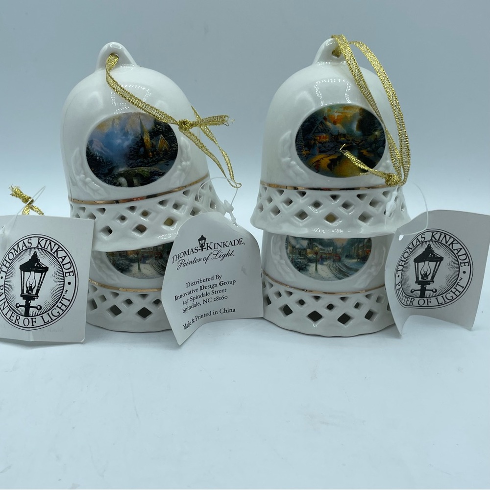 Lot of Four (4) Thomas Kinkade Painter of Light BELL‎ ORNAMENTS with Tags